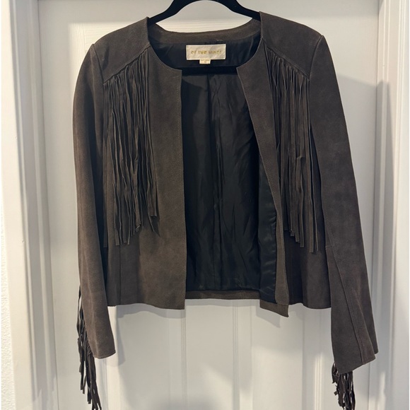 Of Two Minds Charcoal Suede Fringe Jacket - Picture 2 of 12
